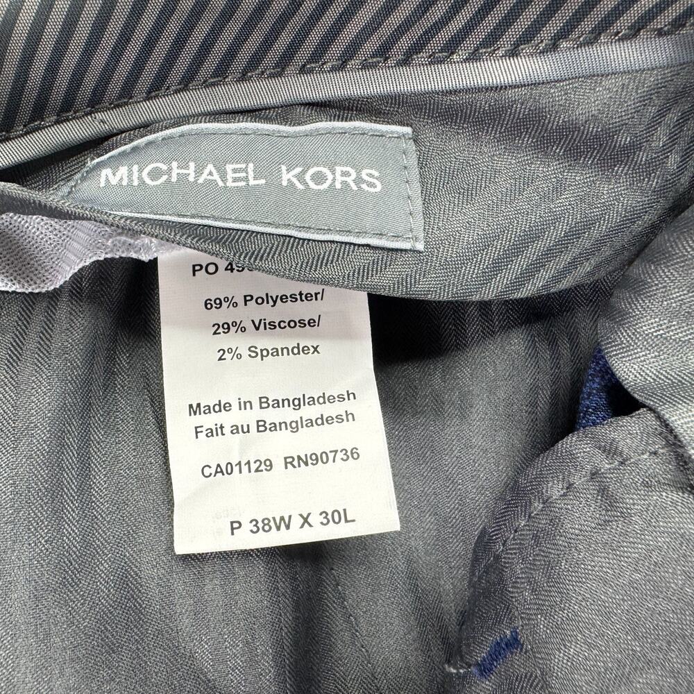 Michael Kors Mens Marvin Classic Fit Plaid Stretch Dress Pants Navy Blue 38x30 - Picture 7 of 7